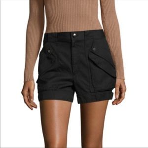 Helmut Lang Patch Pocket Linen Cotton Blend Black Shorts Size 4